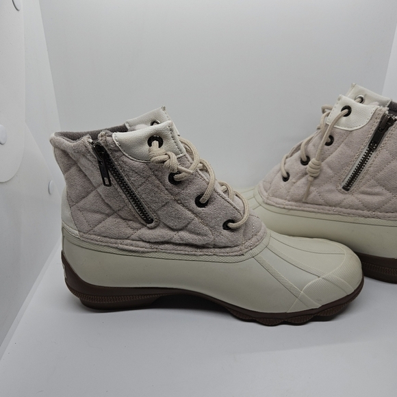 Sperry Syren Gulf wool blend quilted duck boots in Oat Cream 8.5 - Picture 6 of 10